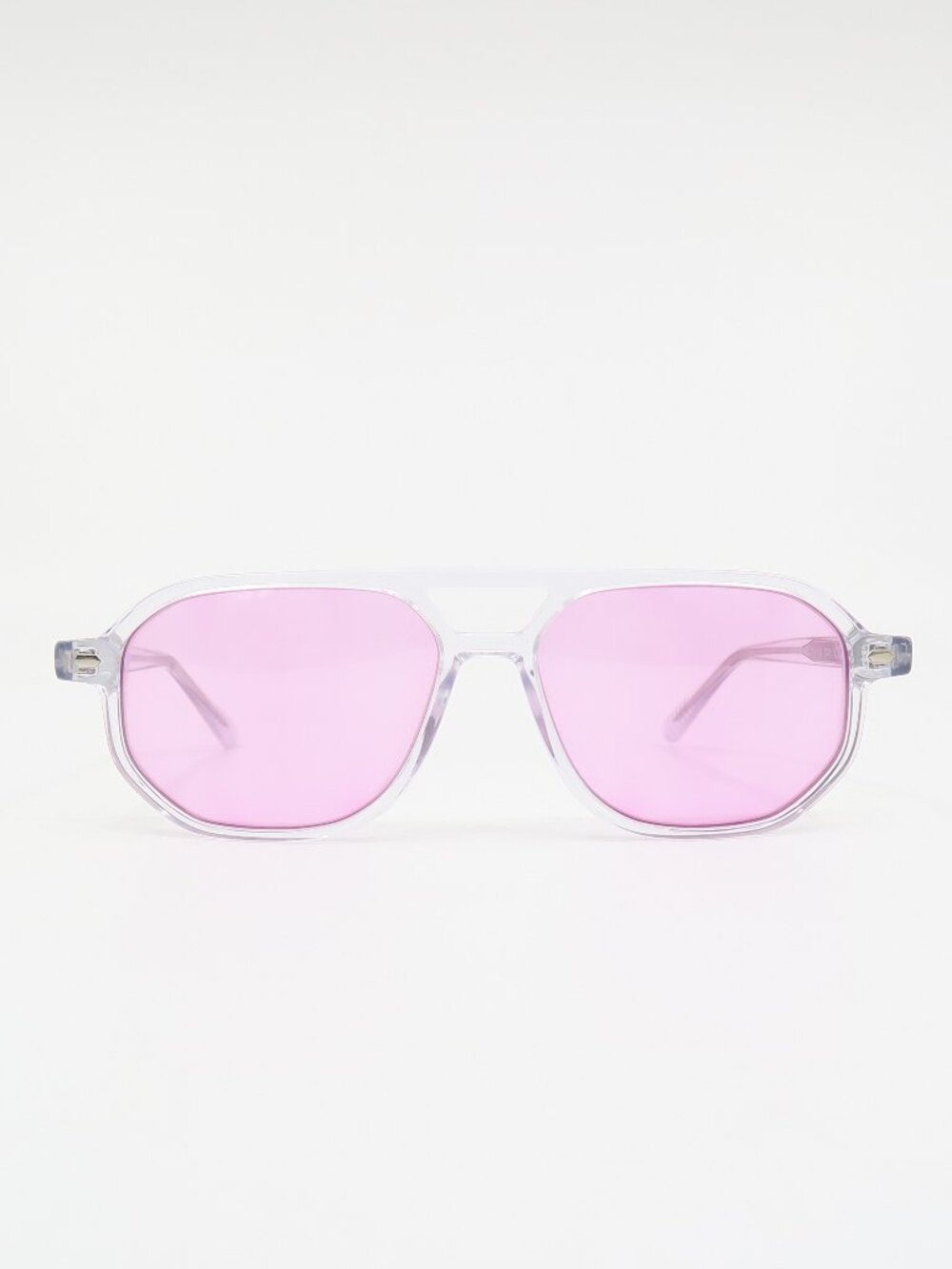 Light Tint Clear Acetate & Pink Lenses, New Aviator, Fashion Unisex Sunglasses.